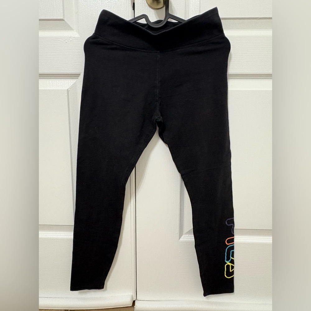 Fila Women Black Leggings with Colorful Logo in S